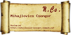 Mihajlovics Csongor névjegykártya